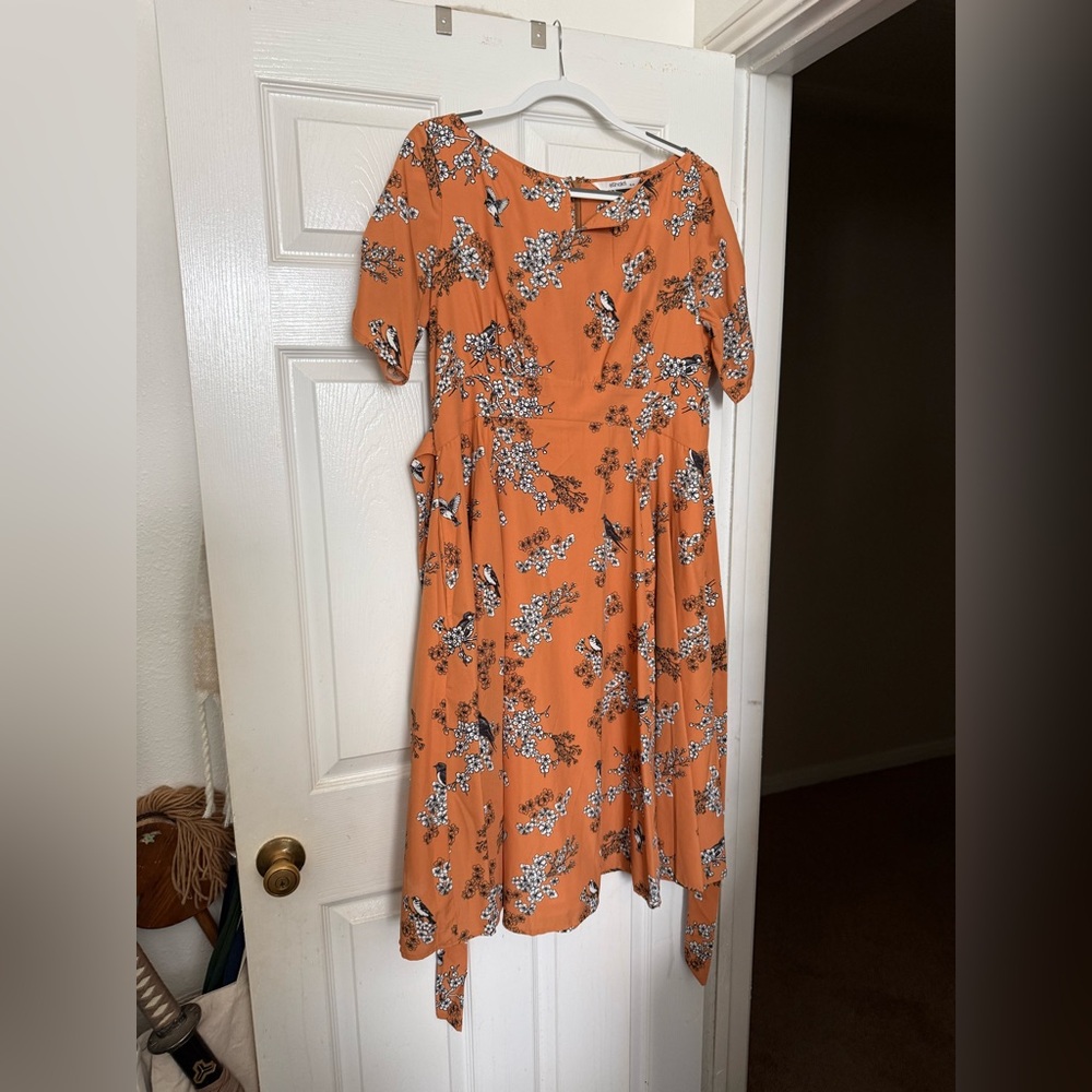 eShakti Orange Floral Dress